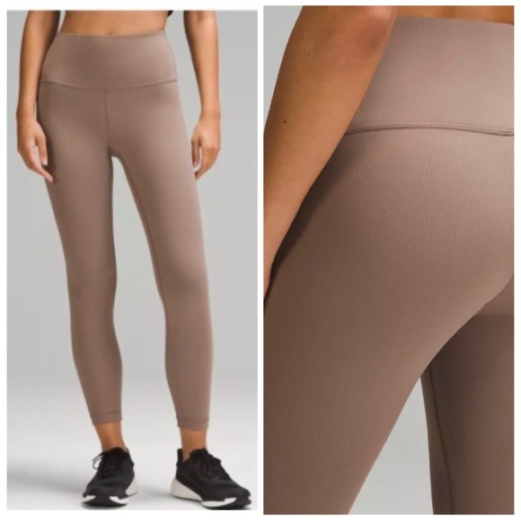 Lululemon Pants - Lululemon Wunder Train Ribbed HR Tight 25 Taupetastic Size 14 
NWOT